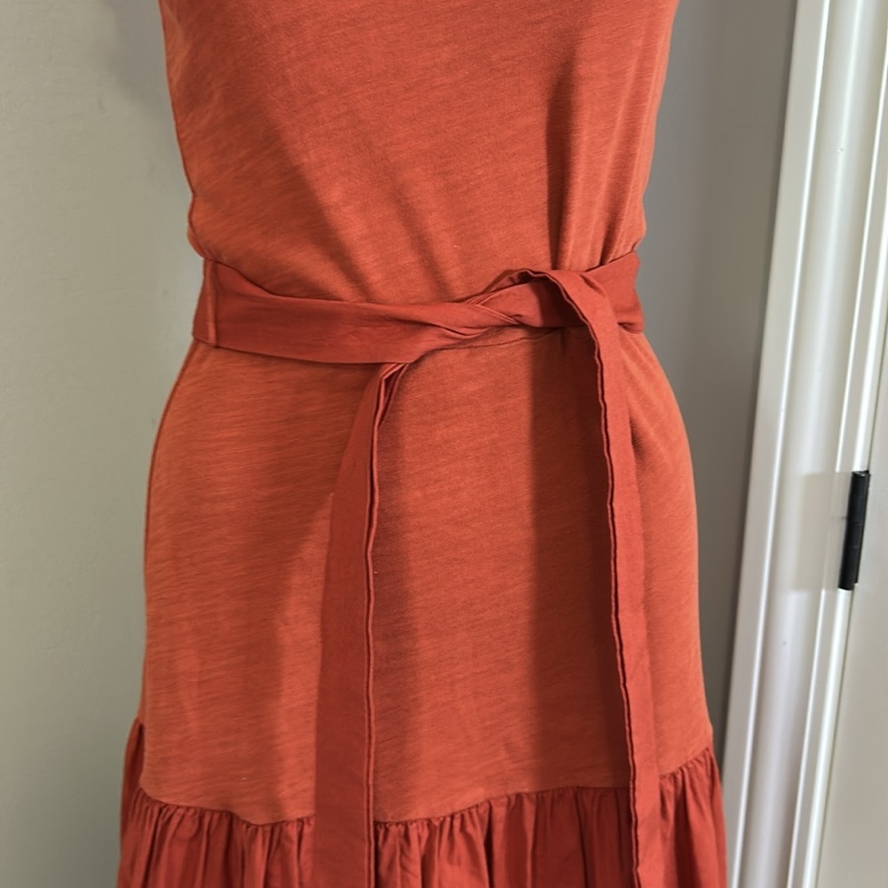 Nation Everleigh Frilly Dress Cayenne Red Orange poplin flutter sleeve Sz XS - Picture 7 of 14